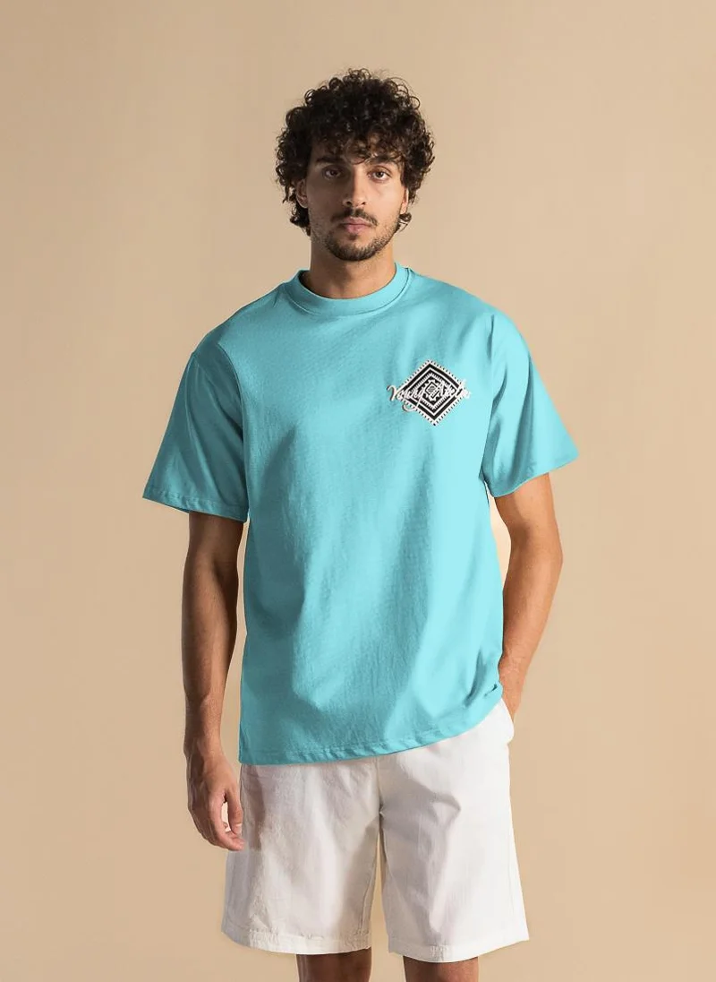 SHAPES CONTRAST PRINT COTTON T-SHIRT